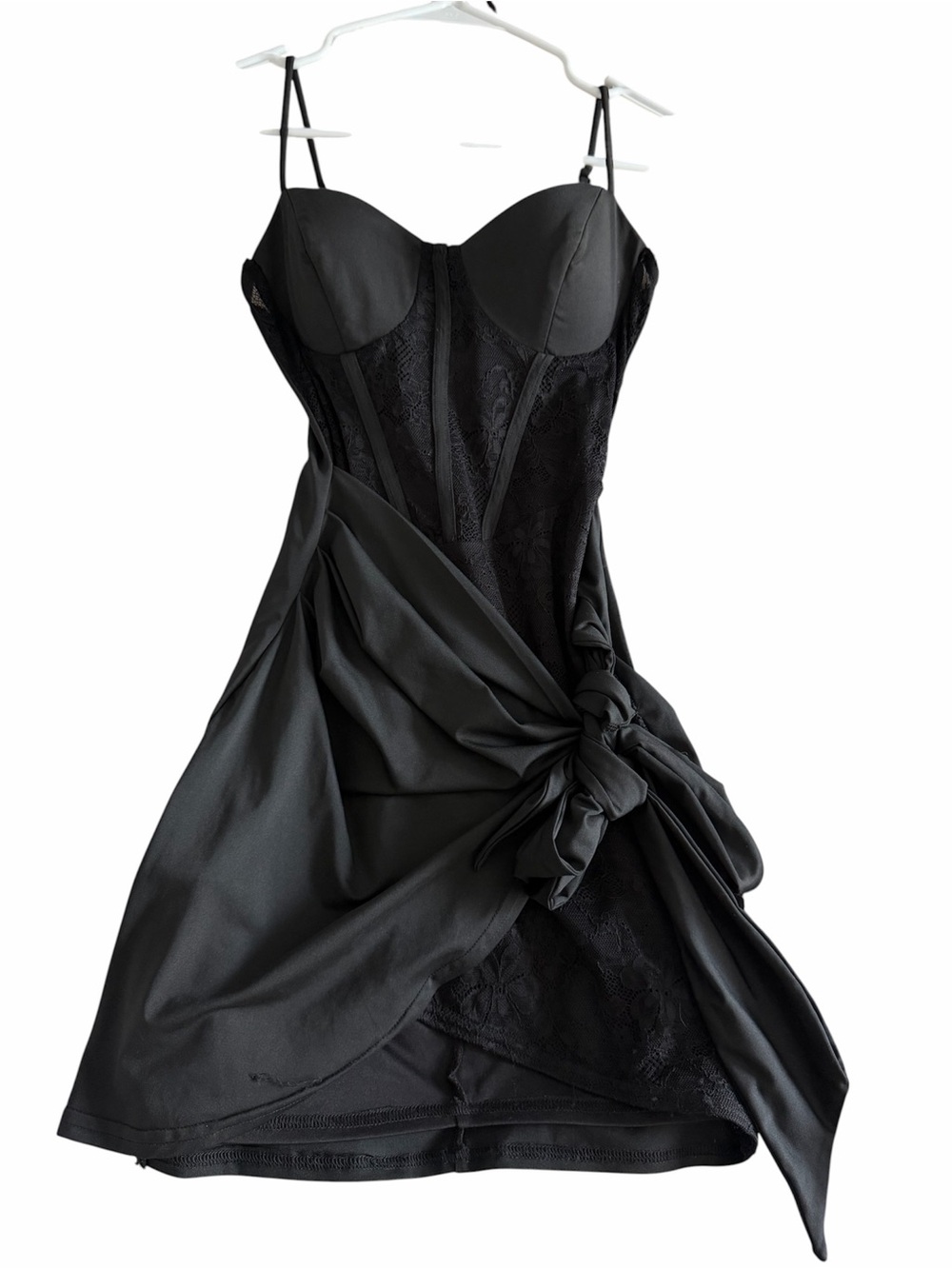 Windsor Black Satin Dress with Delicate Strap Detail